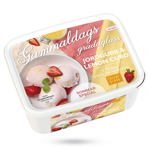 Triumf Glass Gammaldags Gräddglass Jordgubb & Lemon Curd1,75L